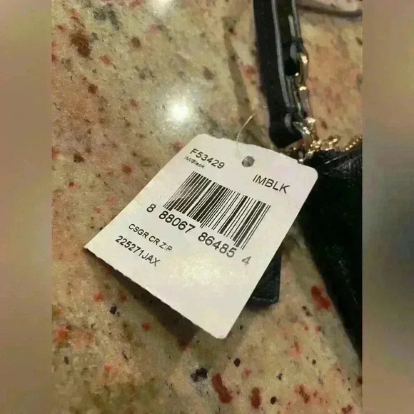 Coach Corner Zip Wristlet Wallet Pebbled Black Leather NEW WITH TAGS - Picture 4 of 11